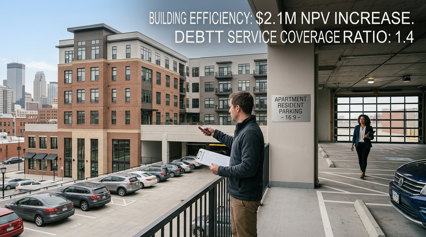 Crop the apartment parking photograph to 16:9